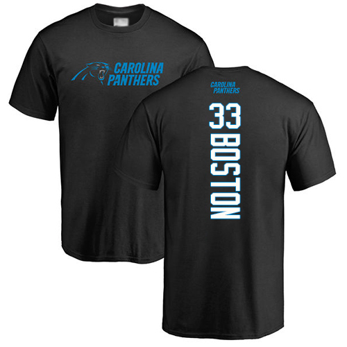 Carolina Panthers Men Black Tre Boston Backer NFL Football #33 T Shirt